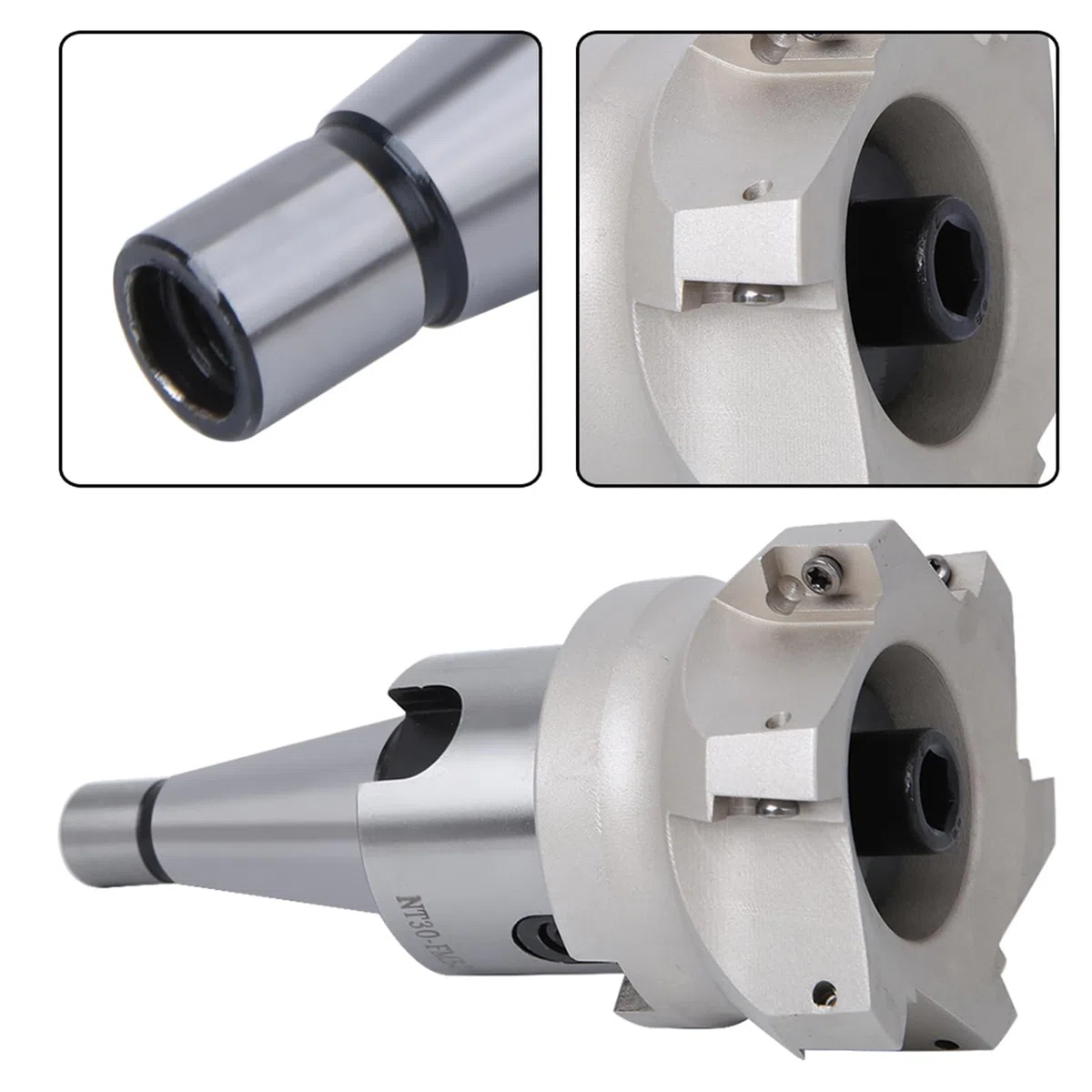 SEAFRONT Fresa a 6 Taglienti ad Angolo Retto per Spianatura NT30-FMB27 Portapinza con Inserti APMT1604 (NT30-FMB27+80 Dischi)