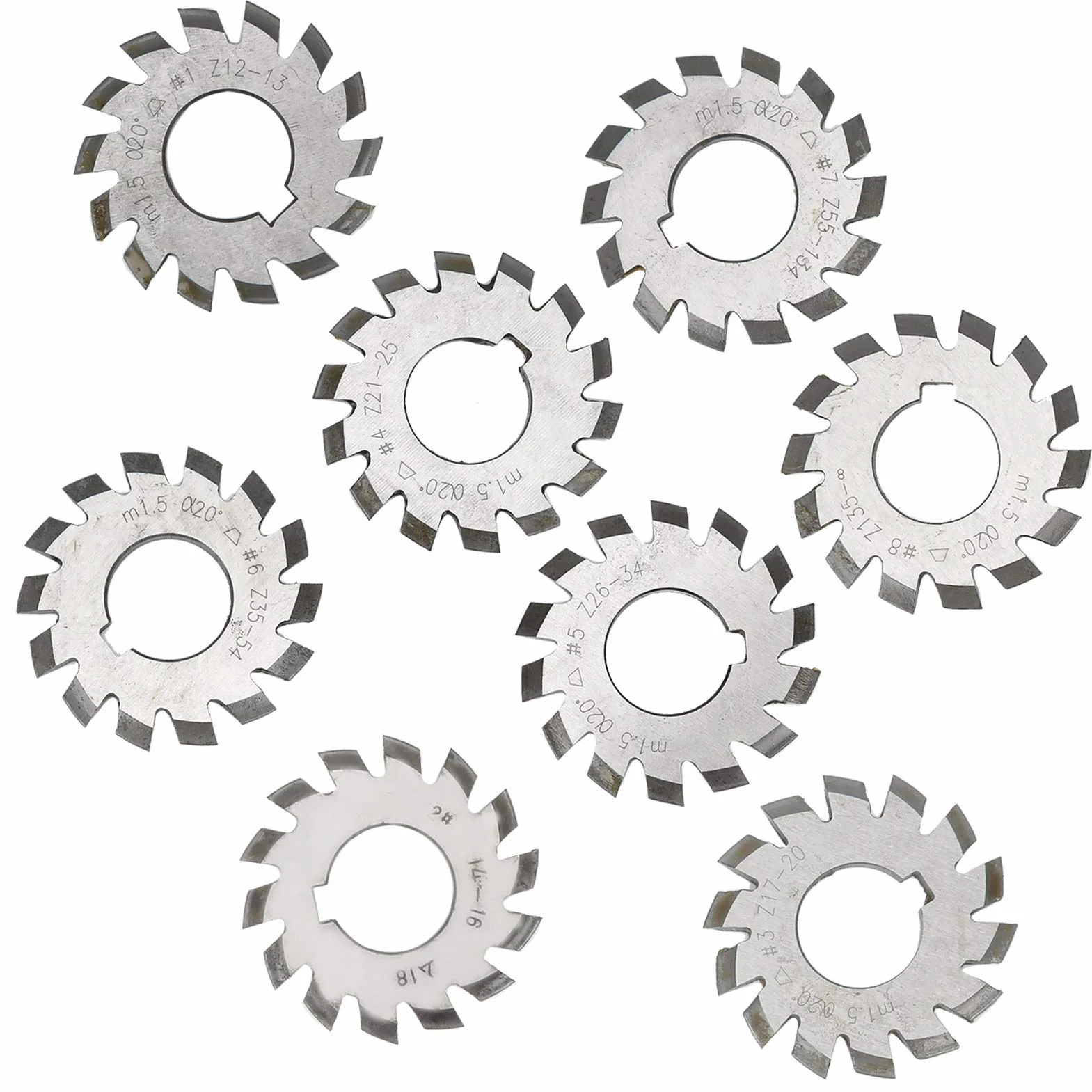 Fresa per Ingranaggi, M1.5 20° 5mm 6mm Fresa per Ingranaggi Utensile Taglio per Acciaio Ad Alta velocità Forniture Industriali 8 Pezzi per Ingranaggi di Fresatura, Frese a