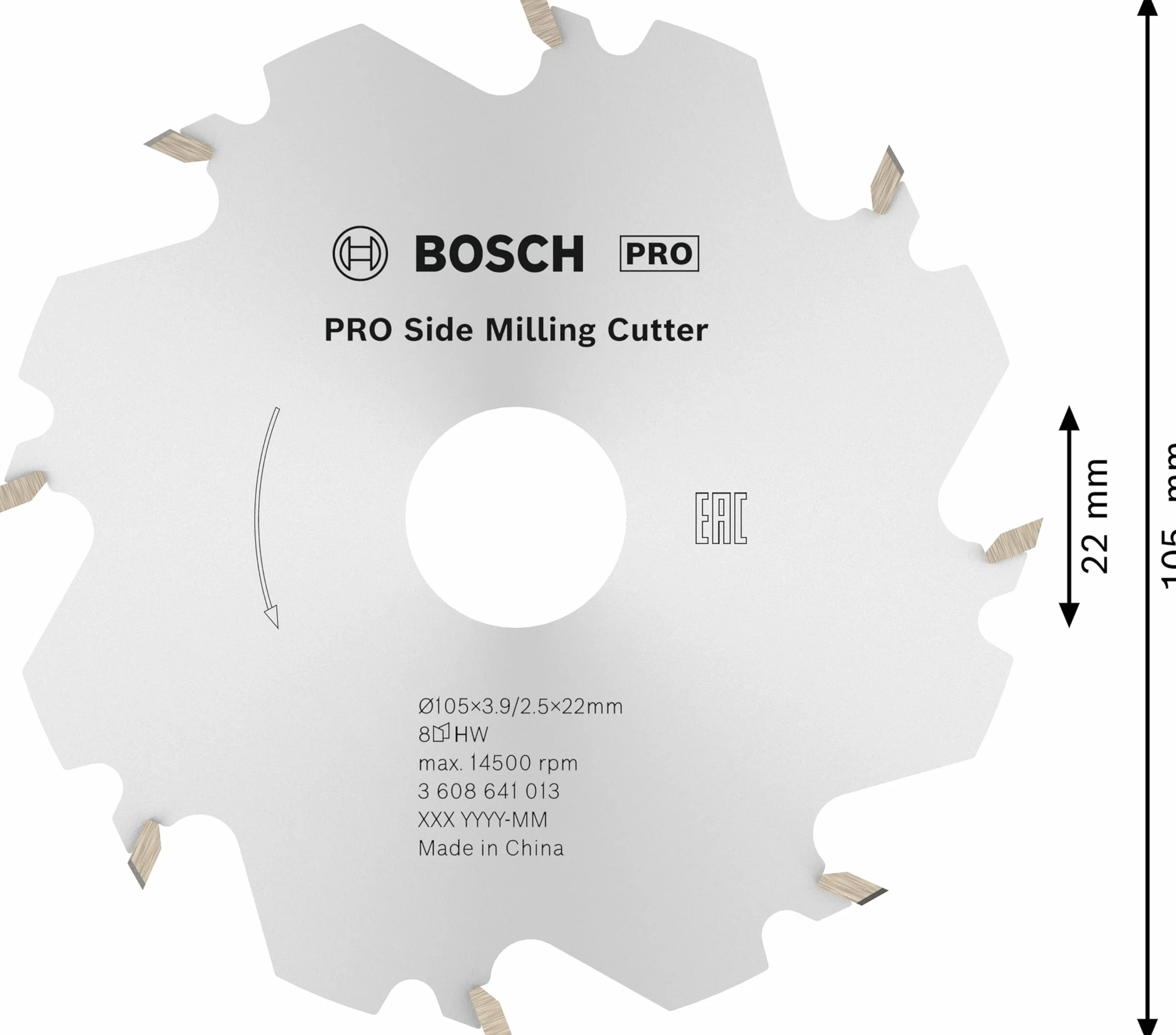 Disco fresar:Ø105x8x4,0mm, 105 x 22 x 4 mm, 8 Denti