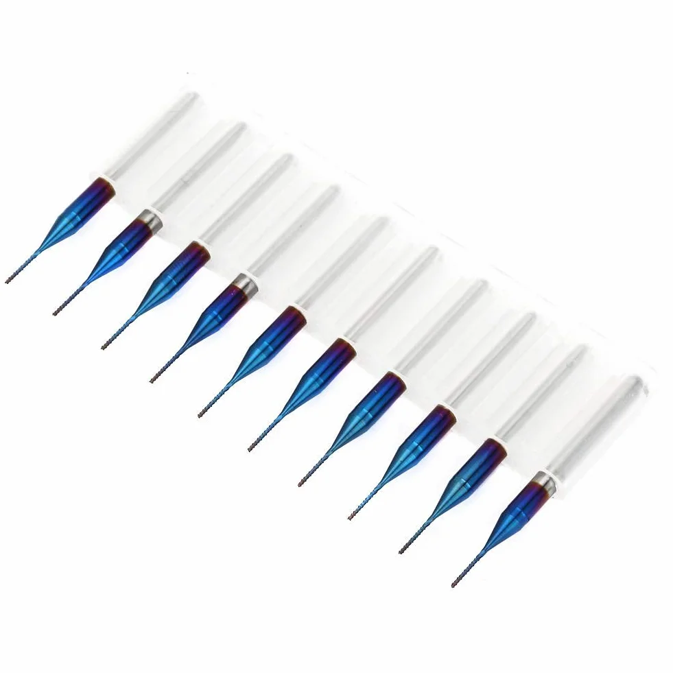 10pcs fresa a punta di tungsteno fresa a spirale rivestita blu punte del router fresatrice taglierina punta trapano cnc frese rotative strumento(0.5mm)