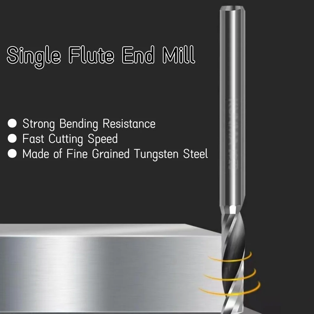 End Mill - 10pcs carburo di tungsteno spirale frese singolo flauto fresa CNC Router bit 4mm gambo