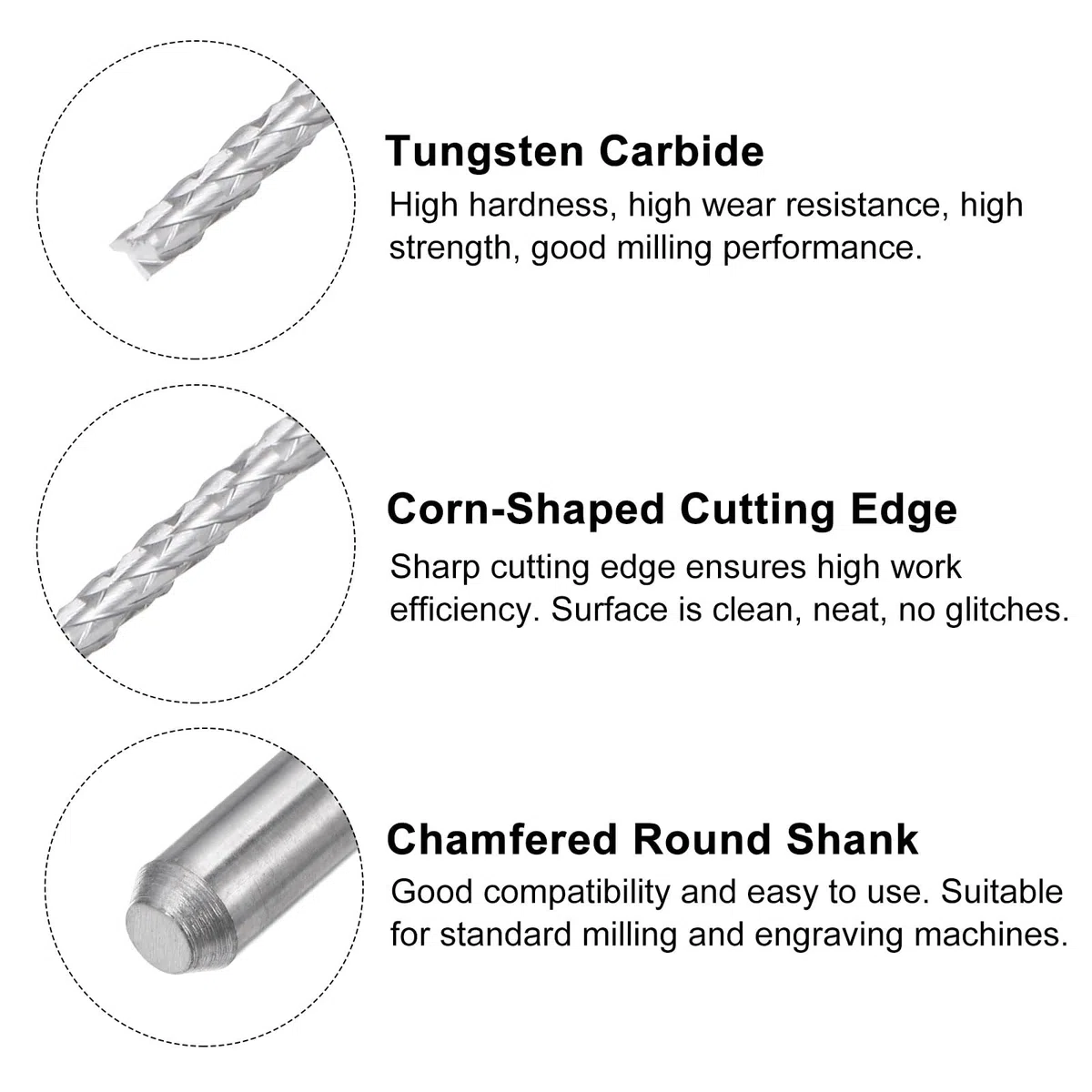 QUARKZMAN 20pz 0,8mm Punte Fresa 1/8" Punte Router CNC Metallo Duro Integrale Codolo Dritto Taglierina Incisione con Coltello Mais per Intaglio Legno Fresatrice Circuito Stampato PCB