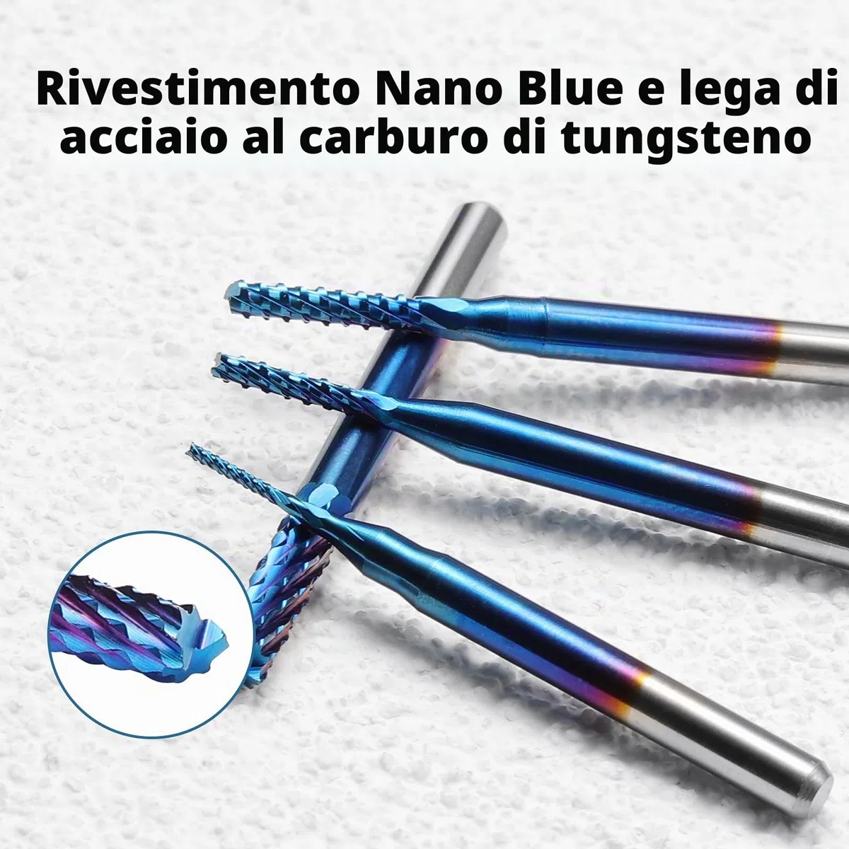 SainSmart Genmitsu Nano Blue Coat - Set di 10 frese CNC per legno PVC, alluminio, 0,8-3 mm, codolo 1/8"