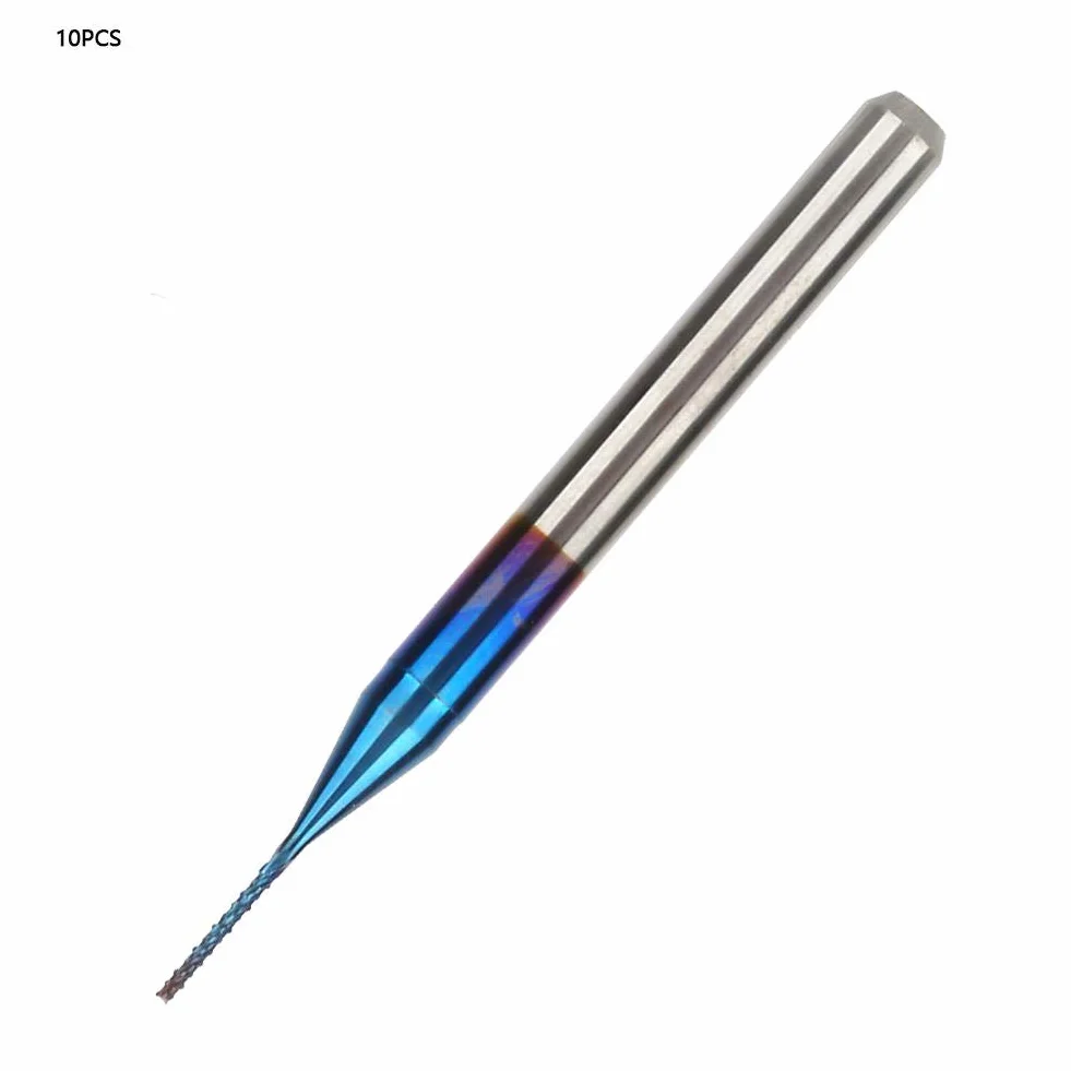 10pcs fresa a punta di tungsteno fresa a spirale rivestita blu punte del router fresatrice taglierina punta trapano cnc frese rotative strumento(0.5mm)