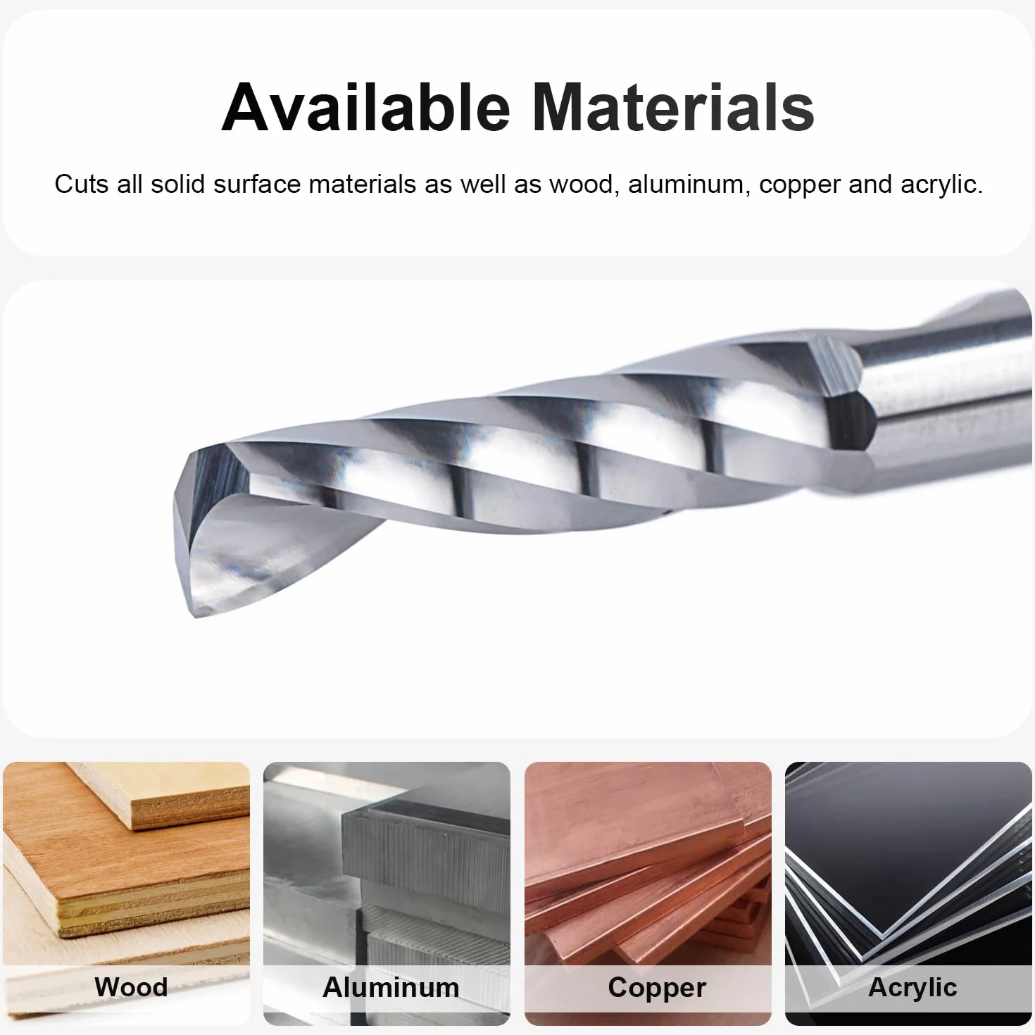 SpeTool 2 frese in alluminio da 8 mm, codolo VHM, fresa da 32 mm, lunghezza di taglio in metallo duro, fresa CNC, fresa per legno, fresa superiore, per metallo, alluminio, acrilico, plastica