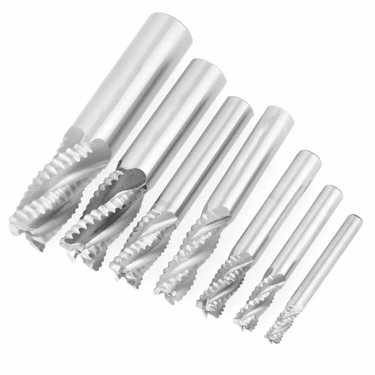 Set di 7 pezzi di 4 scanalature, 6-20 mm, HSS, fresa a punta fresa, fresatura, frantumazione, fresa a a punta