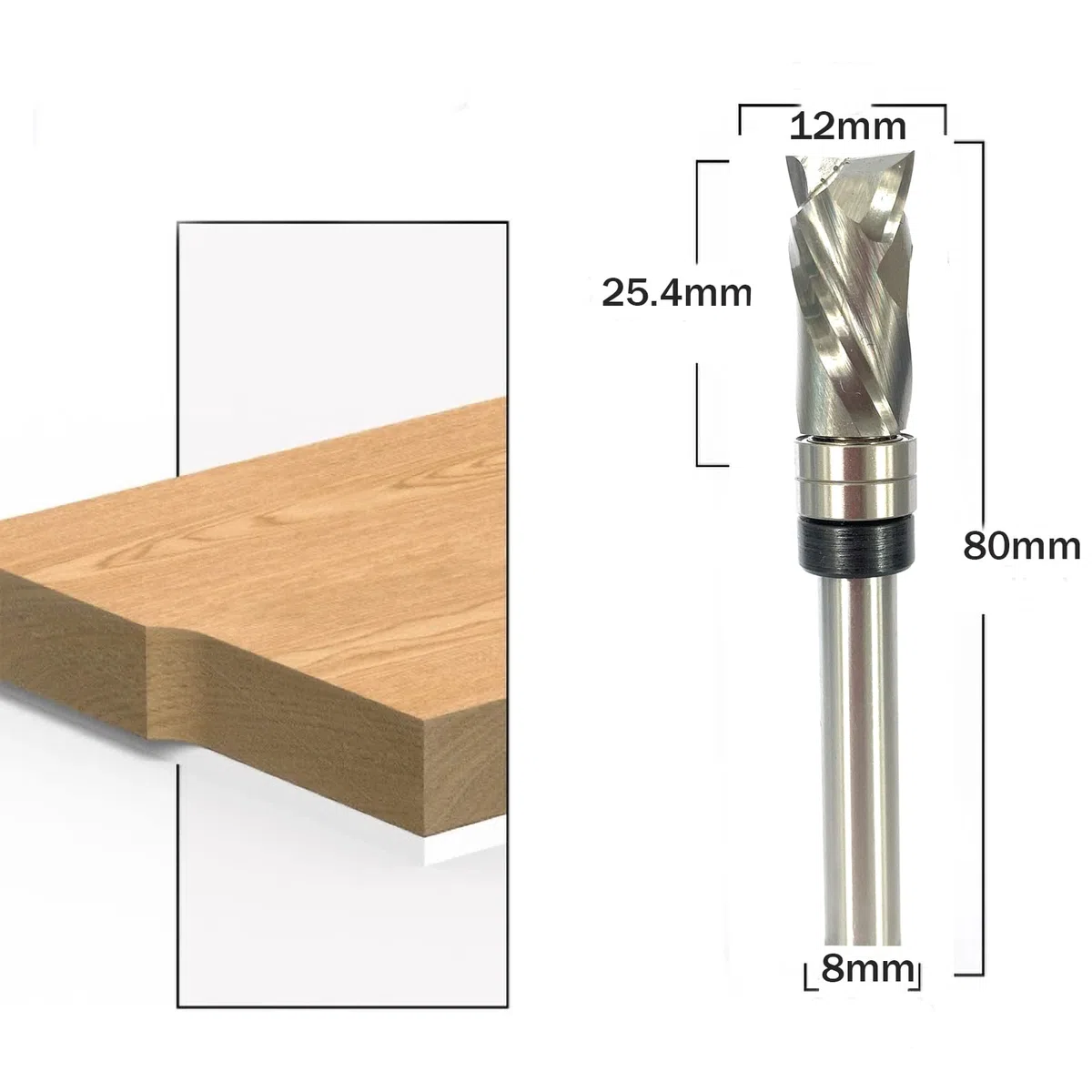 Fresa elicoidale da 8 mm, codolo Up-Down Cut, fresa a compressione VHM, fresa a compressione con 2 cuscinetti a sfera sul fusto, fresa superiore a doppio taglio, per la lavorazione del
