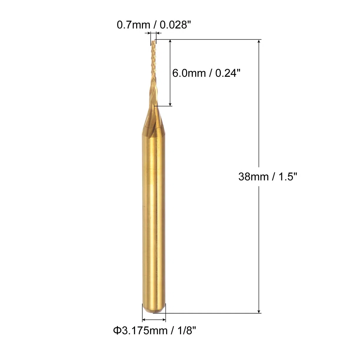 QUARKZMAN 10pz 0,7mm Fresa Carburo Titanio con Rivestimento Fresa Incisione Punte Router CNC per Macchina PCB, Attacco da 1/8"