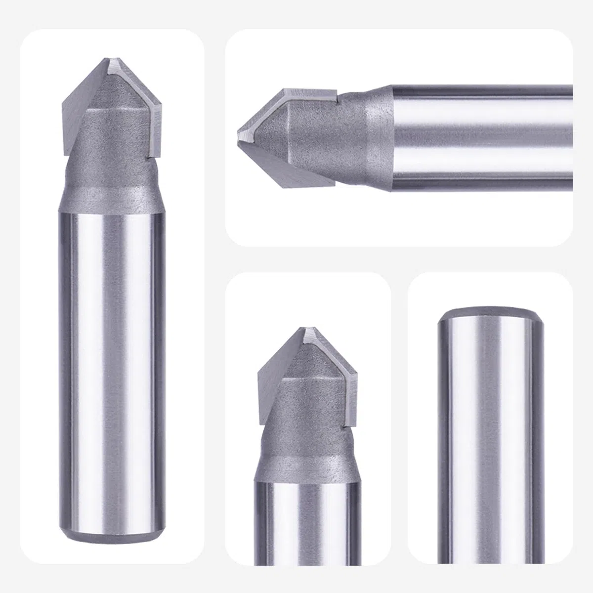 SpeTool Fresa per smussatura in alluminio V, fresa per scanalatura in alluminio, 12 mm, codolo 90 gradi VHM, fresa per legno con rivestimento TiAlN, fresa CNC per fresatrice superiore