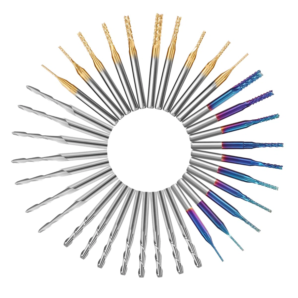 YOFULY Fresa CNC con gambo da 3,175 mm, 40 pezzi End Mills, codolo da 1/8" Fresa CNC da 1/8" con punta piatta e fresa a punta piatta, Nano Blue Coat