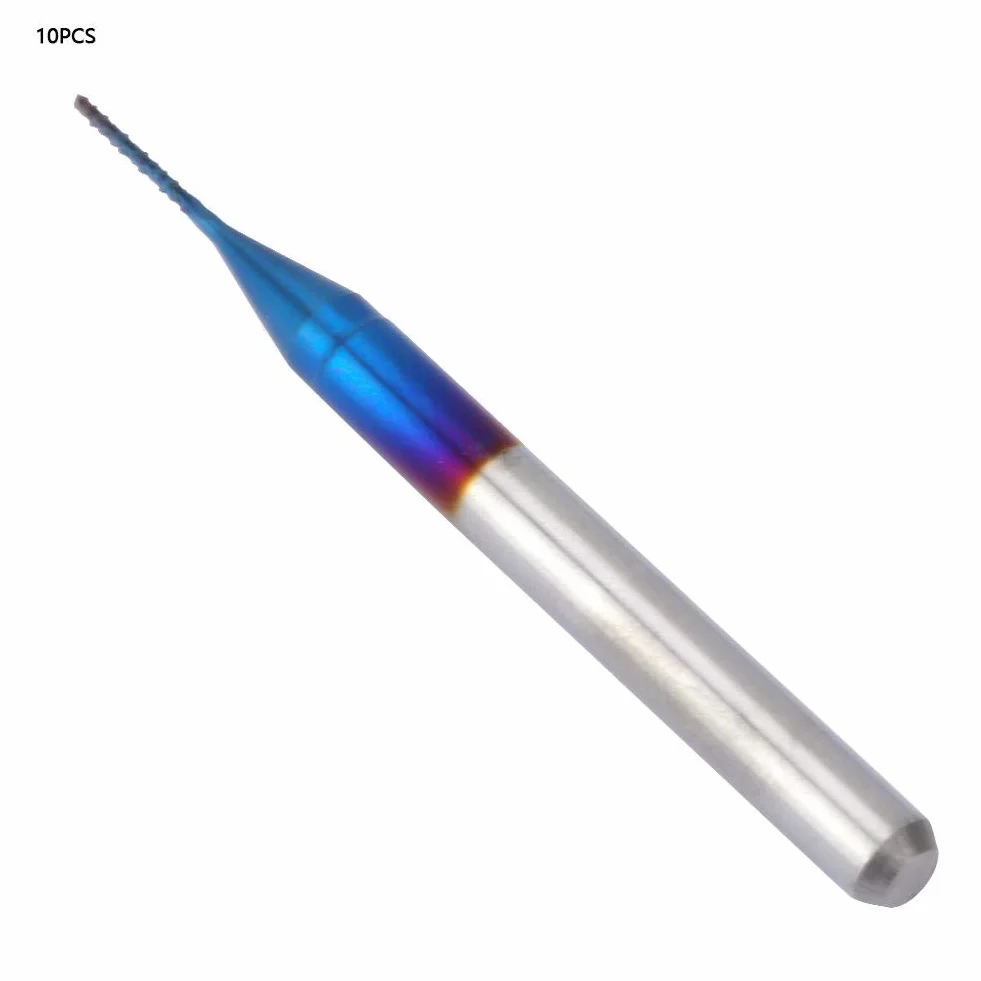 10pcs fresa a punta di tungsteno fresa a spirale rivestita blu punte del router fresatrice taglierina punta trapano cnc frese rotative strumento(0.5mm)