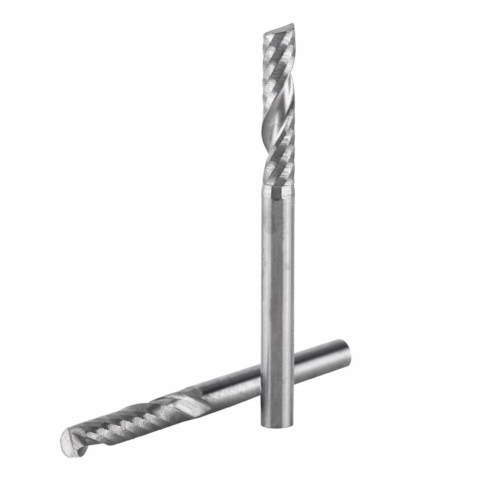 5 Pezzi Frese Set, 1/8" Gambo 3.175x22mm Fresa a Spirale, Carburo di Tungsteno Singolo Flauto Fresa Spirale CNC Frese, per Legno Alluminio Acciaio Titanio