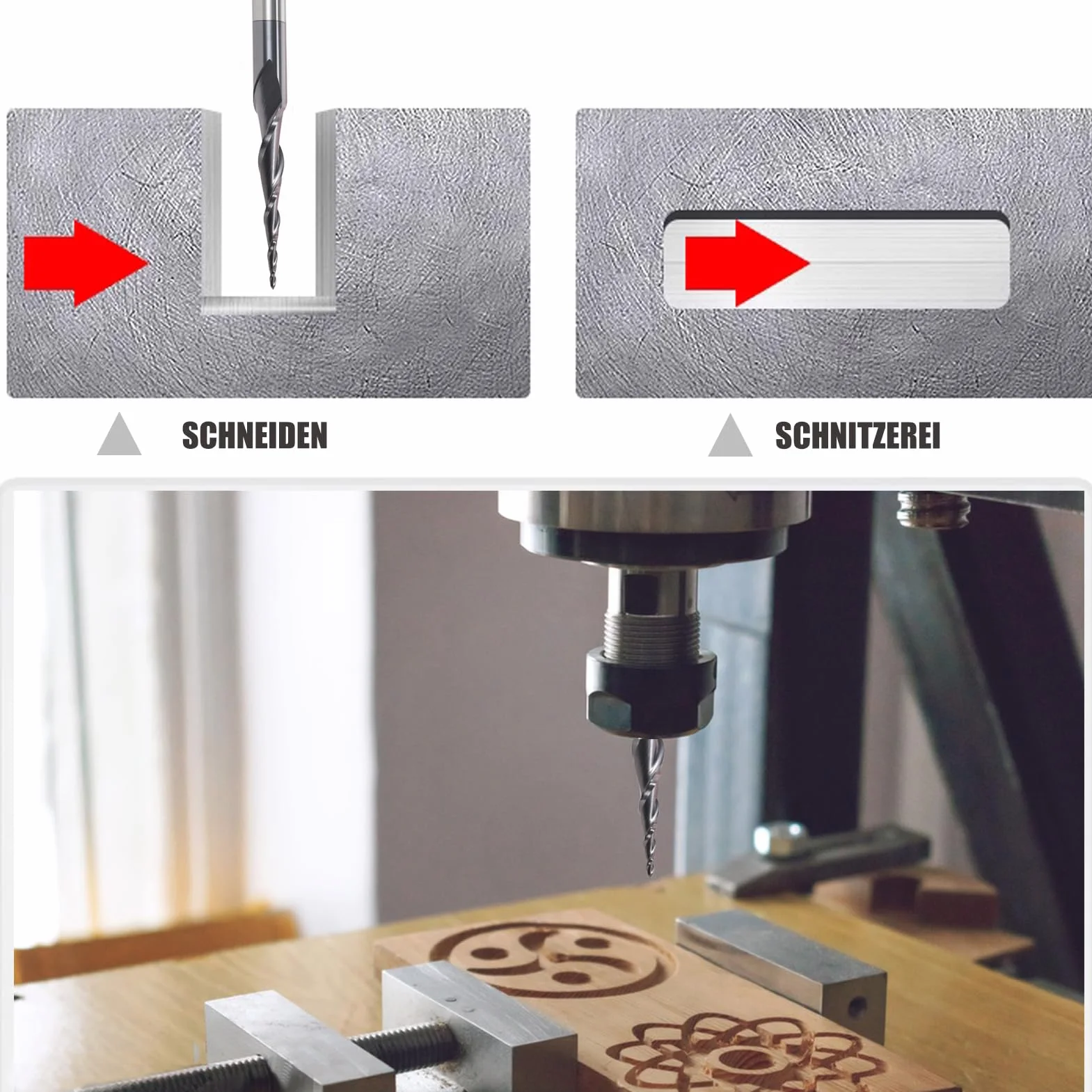 Fresa a testa sferica conica per fresa superiore CNC, fusto da 6 mm, 2 flauti HRC55, punta per fresa elicoidale a raggio 0,5 mm, punte da intaglio CNC con rivestimento AlTiN per 2D e 3D Gravu