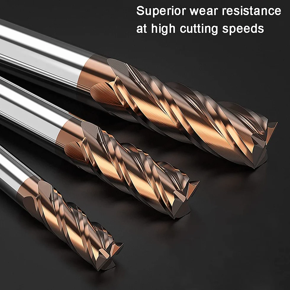 ASNOMY 5pcs 4-flute End Mill in Metallo Duro - 3mm Fresa a testa quadrata in carburo di micro grano per acciai legati/acciai temprati, fresa a 4 fultes – 55HRC AlTiN rivestito