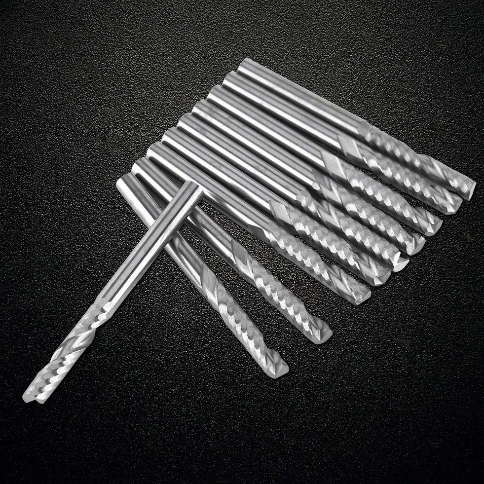 10 Pezzi Fresa a Testa Cilindrica Carburo di Tungsteno per Legno e Acrilico 3.175 x 15mm