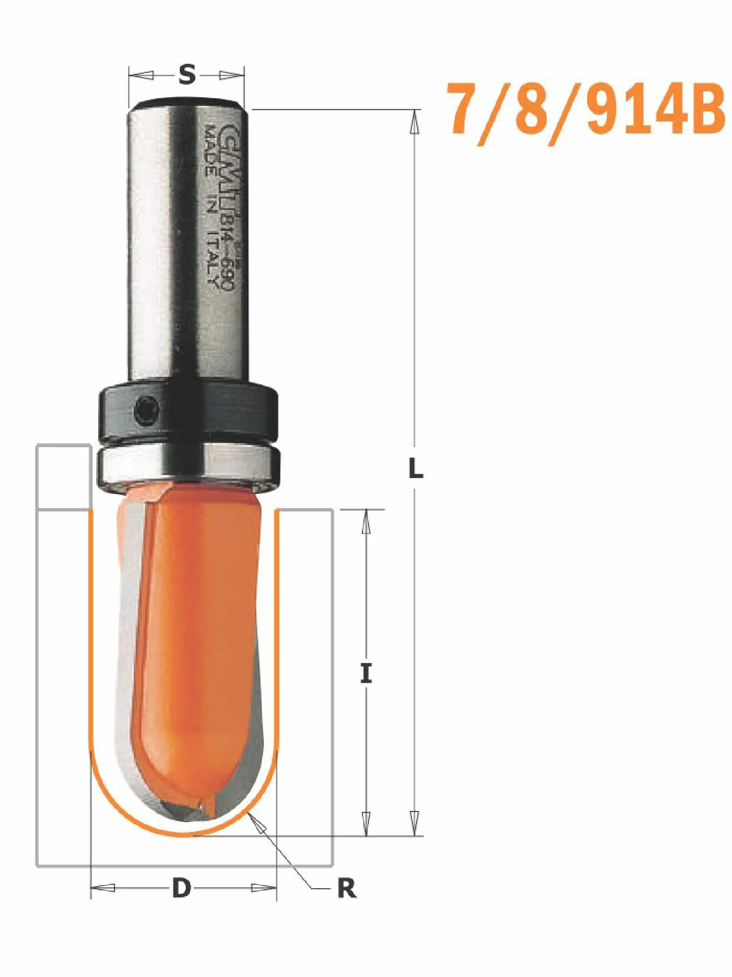 CMT 914.690.11 Fresa a Raggio Convesso in Hw, Grigio/Arancio