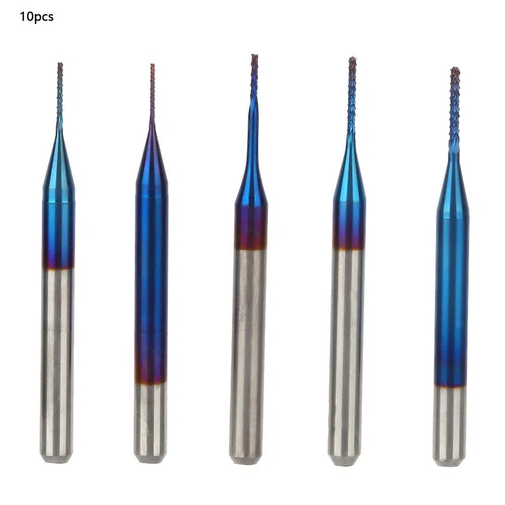 10pcs fresa a punta di tungsteno fresa a spirale rivestita blu punte del router fresatrice taglierina punta trapano cnc frese rotative strumento(0.5mm)