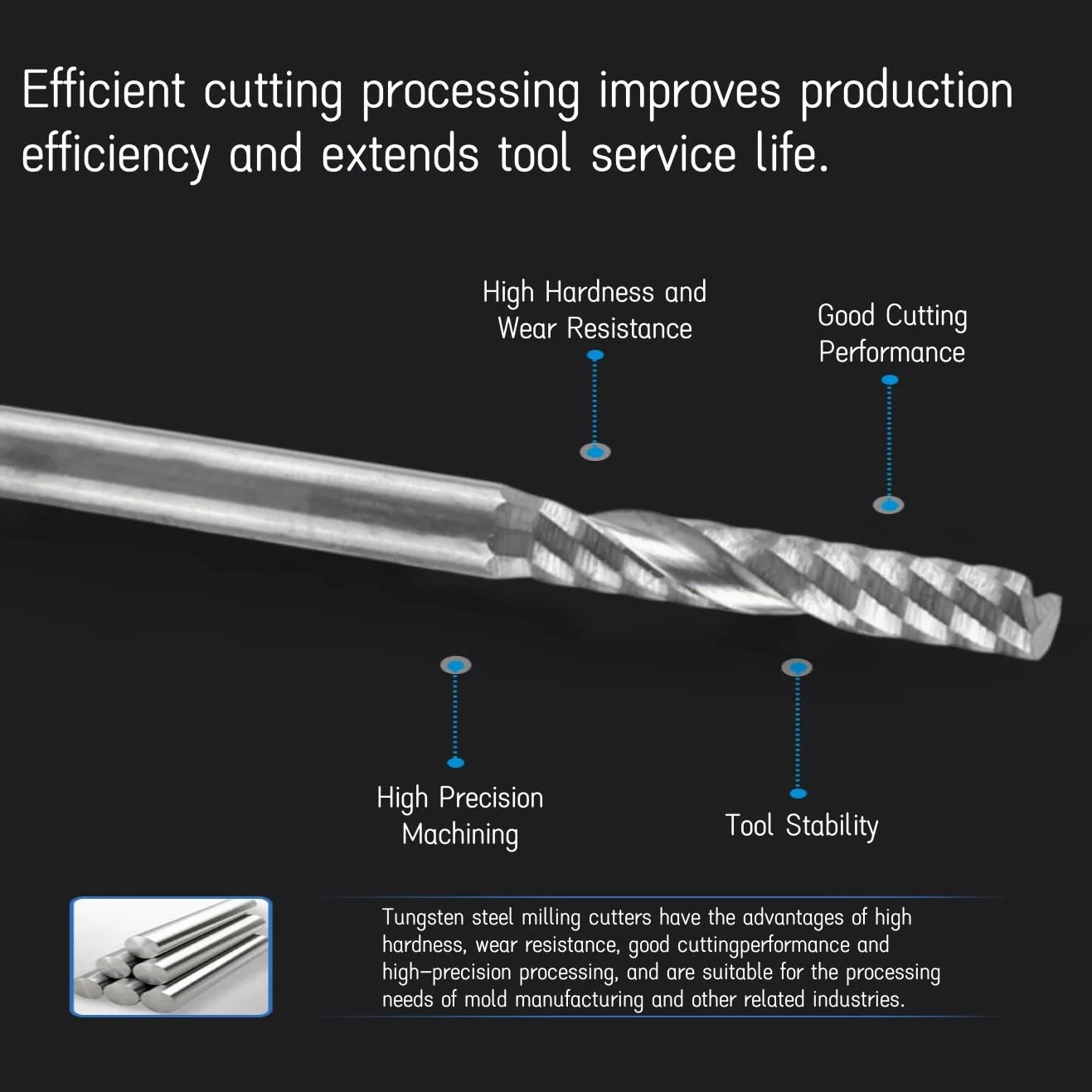 End Mill - 10pcs carburo di tungsteno spirale frese singolo flauto fresa CNC Router bit 4mm gambo