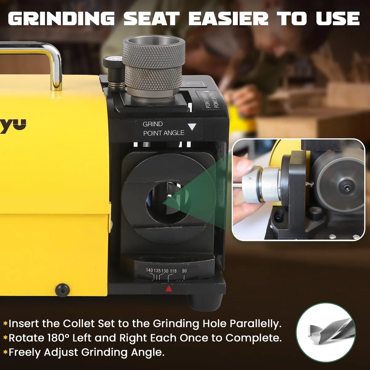 Huanyu MR-13B Ad alta precisione Drill Bit Grinder Portable Drill Bit Sharpener Re-sharpener Angle Grinding Machine, gamma di grinding: 63 -s - 13 (220V, CBN (per HSS))