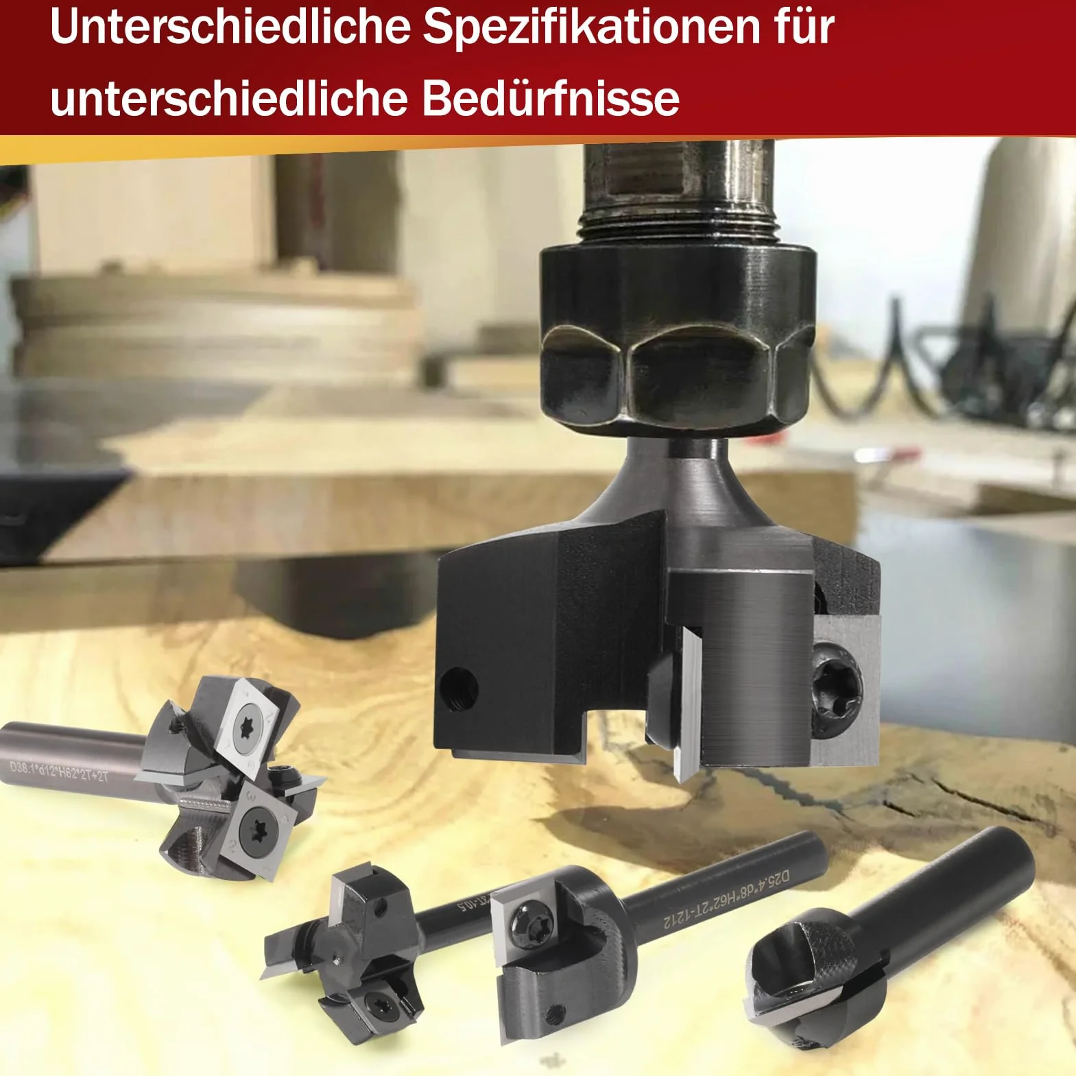 Fresa per piani, fusto da 8 mm, 3 flauti con lame in metallo duro intercambiabili (12 x 12 x 1,5 mm, 35°) per legno diametro 39 mm, fresa CNC per la pulizia delle fresatrici/macchine CNC