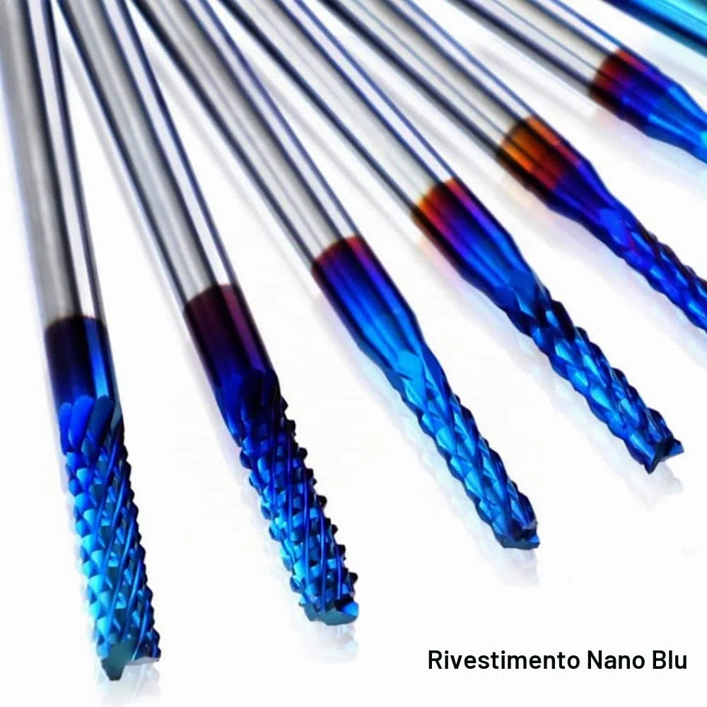 ASNOMY 20 frese CNC Nano Blue Coat, 0,8 – 3,175 mm CNC Router Bit con gambo da 1/8", set di punte per fresatura CNC per plastica, alluminio, circuiti stampati, legno