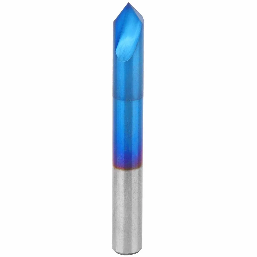 Fresa a 90 Gradi Estremità Smussata, Fresa A2 Taglienti In Metallo Duro Fresa Smussatura Rivestimento Blu Smusso Fresa Utensile Manuale, Fresa a Smusso(6 * 50mm)