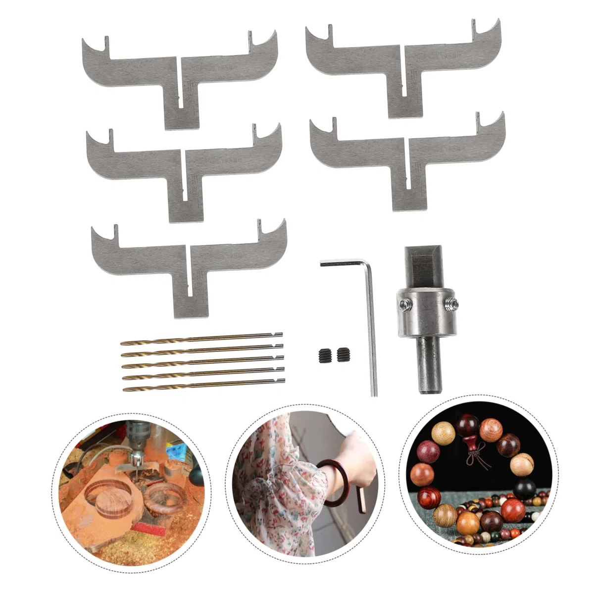 PRETYZOOM Set di Utensili per Lavorazione Fresa per Braccialetti e Punte da Trapano in Acciaio Alto, per Lavorare Anelli e Cerchi in Materiale Naturale