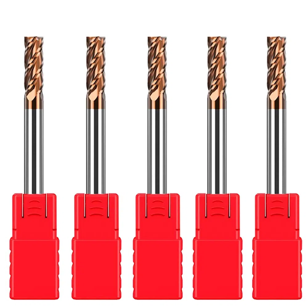 ASNOMY 5pcs 4-flute End Mill in Metallo Duro - 3mm Fresa a testa quadrata in carburo di micro grano per acciai legati/acciai temprati, fresa a 4 fultes – 55HRC AlTiN rivestito