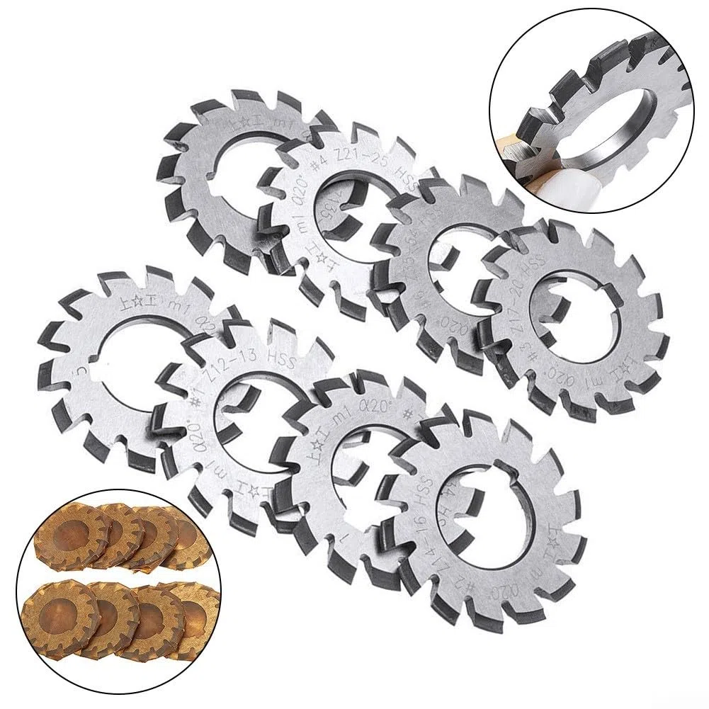 EasyByMall Involute - Set di 8 frese a ingranaggi per il taglio, diametro interno del foro 22 mm, per ingranaggi di fresatura