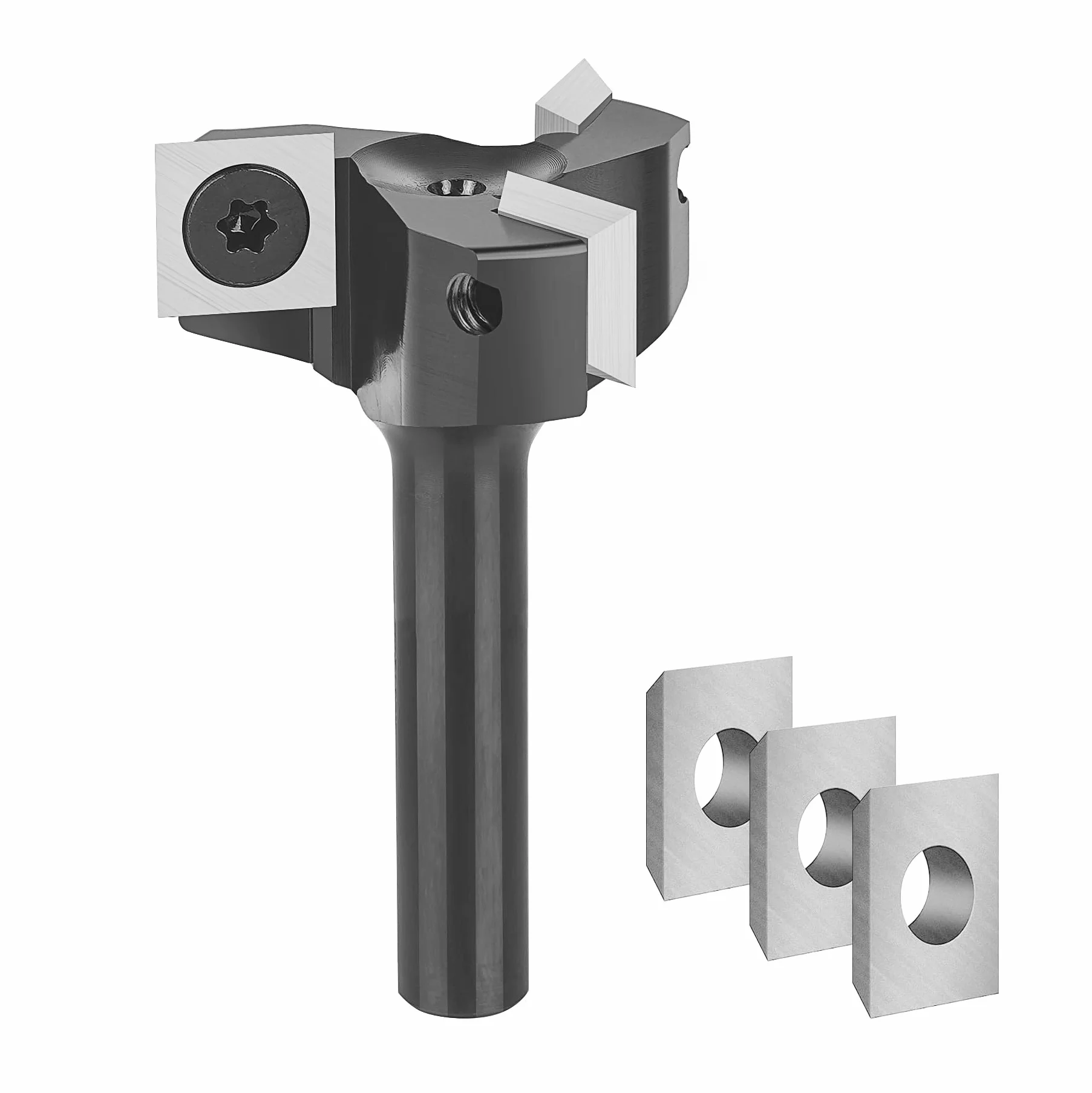 SpeTool Fresa piatta con gambo di 35 mm di diametro, precisa con 3 lame intercambiabili in metallo duro (10,5 x 10,5 x 2,2 mm), 3 scanalature CNC