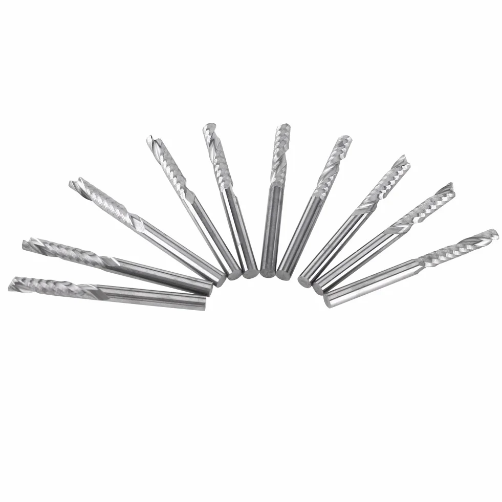 10 Pezzi Fresa a Testa Cilindrica Carburo di Tungsteno per Legno e Acrilico 3.175 x 15mm