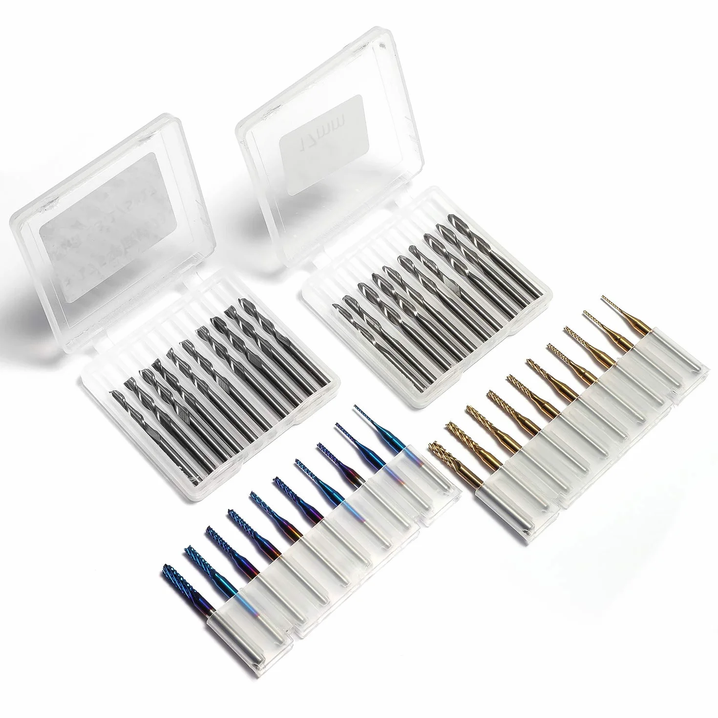 Genmitsu, 40 punte per fresa CNC per frese, gambo da 1/8", set di punte per fresatura CNC a 2 taglienti, fresa a naso piatto e testa sferica, Nano Blue Coat & Titanium Coat CNC Bit MC40A