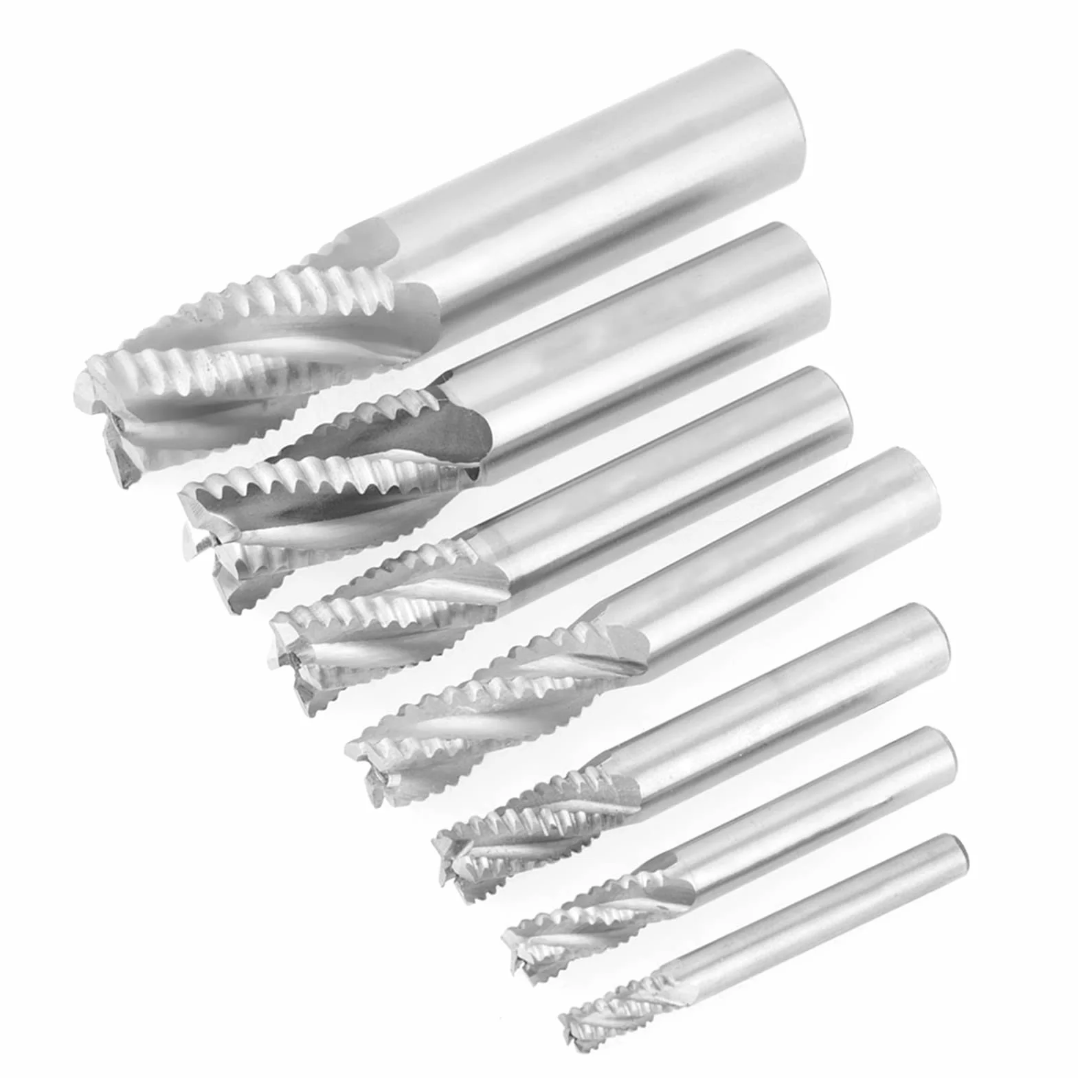 Set di 7 pezzi di 4 scanalature, 6-20 mm, HSS, fresa a punta fresa, fresatura, frantumazione, fresa a a punta