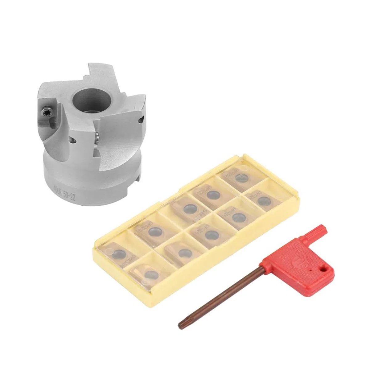 Fresa per piani, BAP400R-50-22-4F, fresa CNC + 10 piastre di taglio in metallo duro APMT1604 + chiavi T15 per macchine CNC, lavorazione dei metalli