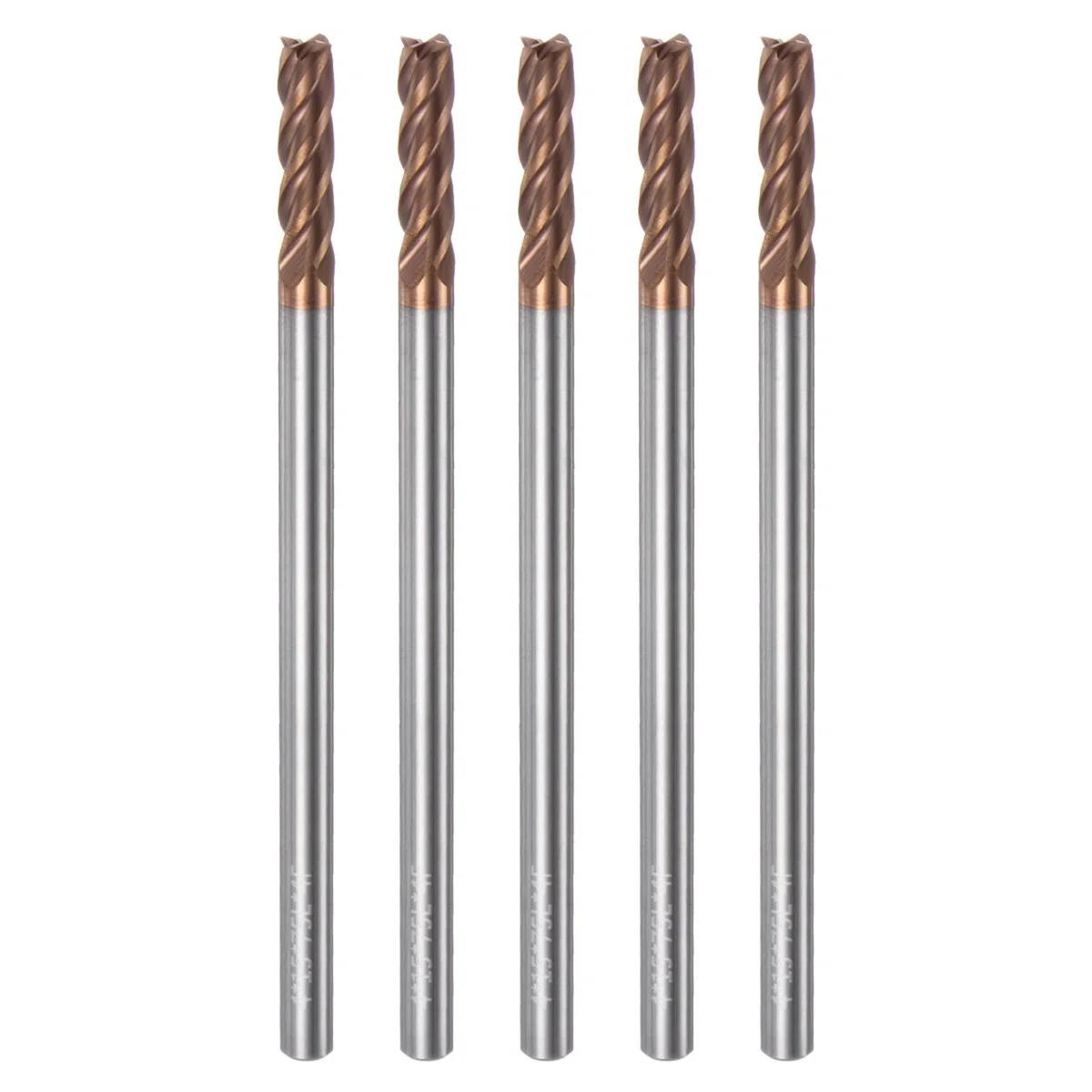QUARKZMAN 5pz Frese Quadrate Carburo 4 Mm (5/32") Diametro 4 Mm (5/32") Gambo 75 Mm (3") Extra Lunghe Hrc55 Carburo Tungsteno Micrograna 4 Taglienti Fresa Alluminio Rame Metallo
