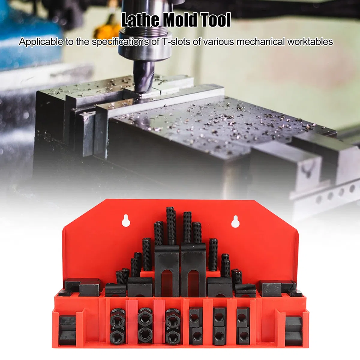 Kit Morsetto Con Scanalatura a T 58 Pezzi M12 per Fresatrice e Tornio - di Fissaggio Professionale Preciso per Officina Meccanica con Alta Resistenza e Installazione Rapida