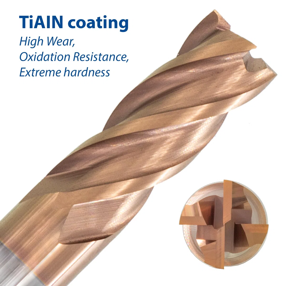 TJR Metall Duro 4-Tagli Uni Mill Set (6/8/10/12mm) – Frese in metallo duro a micrograno con rivestimento TiAlN per acciaio, acciaio inossidabile, ghisa – Fresatura CNC, taglio di precisione