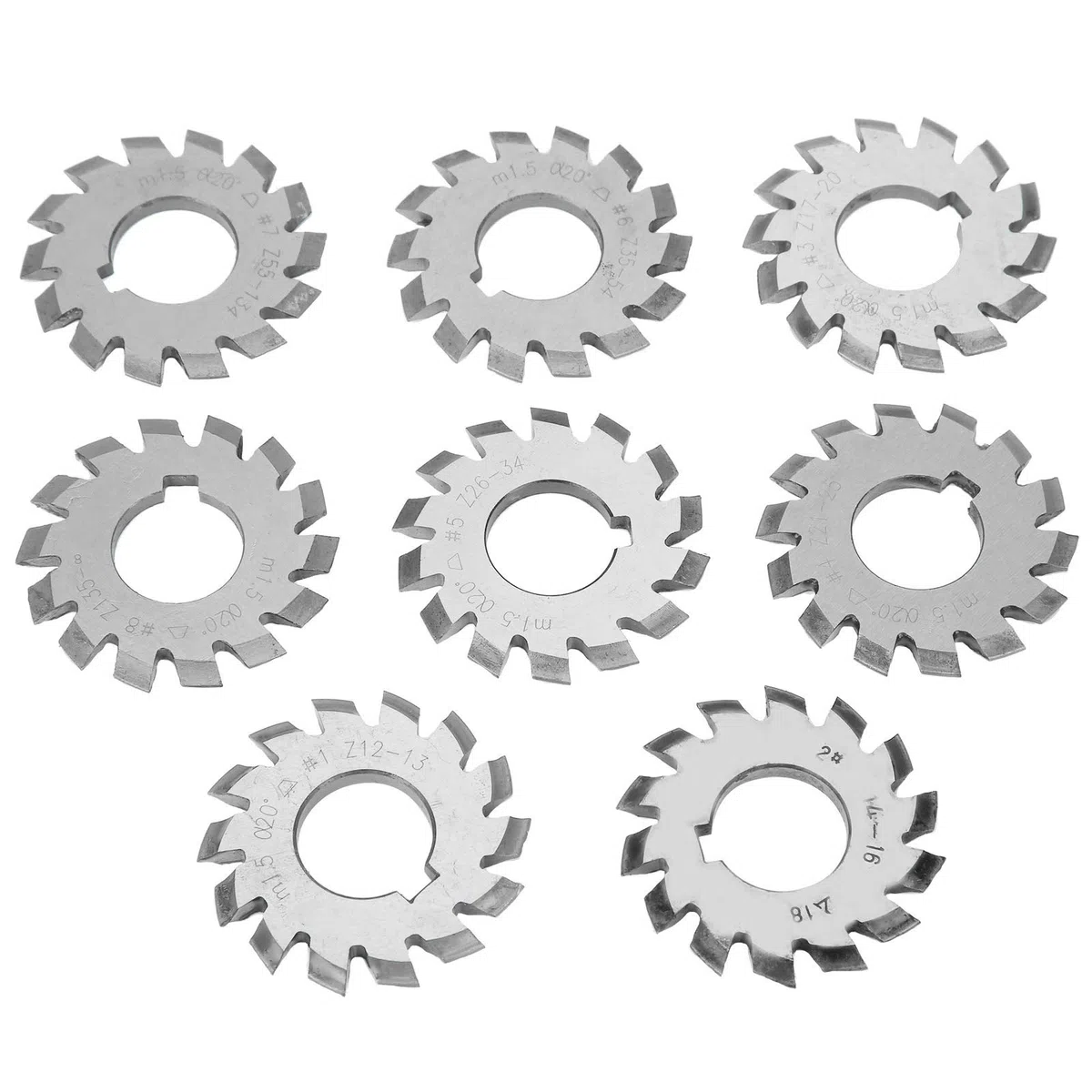 Fresa per Ingranaggi, M1.5 20° 5mm 6mm Fresa per Ingranaggi Utensile Taglio per Acciaio Ad Alta velocità Forniture Industriali 8 Pezzi per Ingranaggi di Fresatura, Frese a