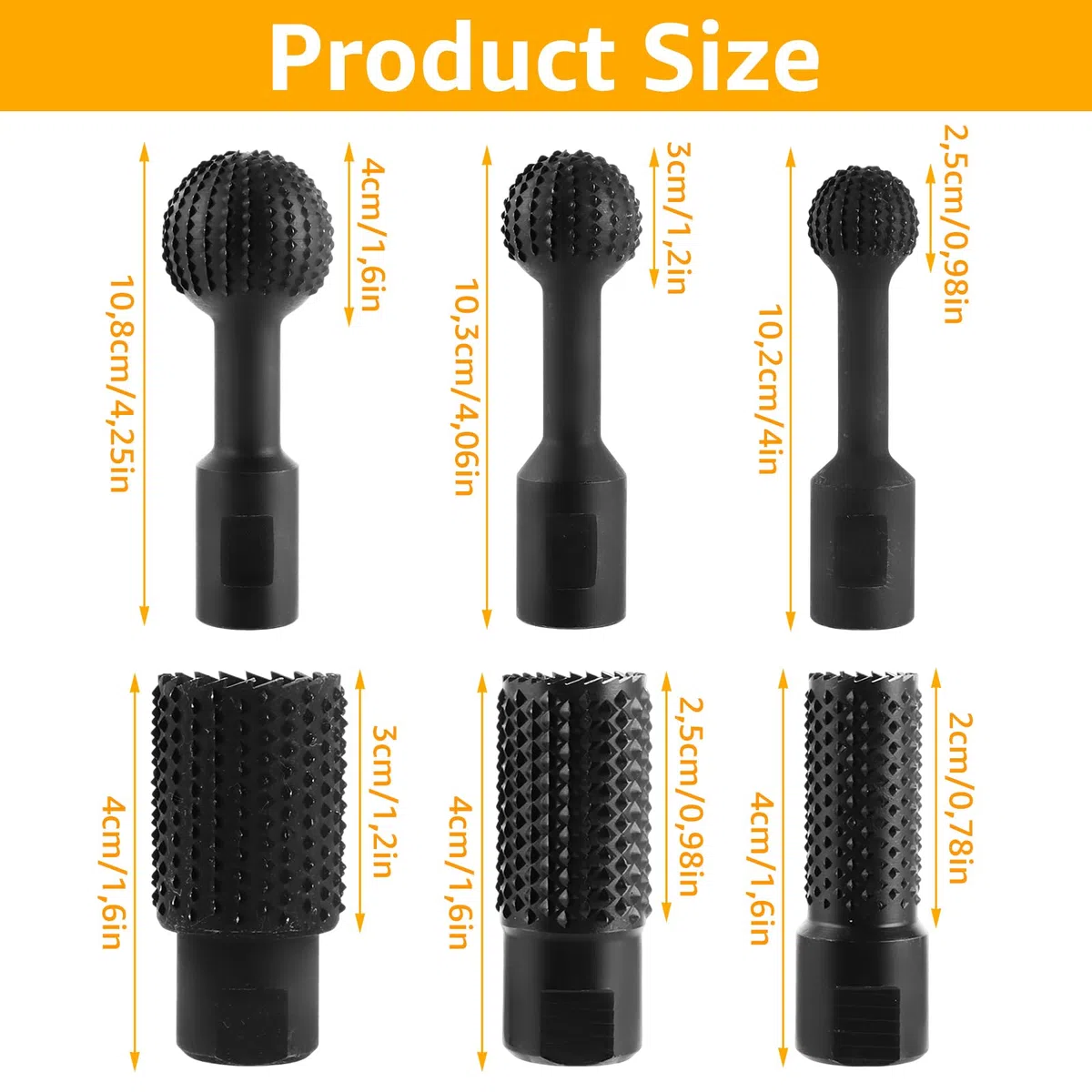 Set di 6 frese a sfera MIVIDE per legno 25mm 30mm 40mm, set di frese per legno e raspe per legno 20mm 25mm 30mm, fresa a sfera per intaglio del legno accessorio per smerigliatrice angolare M14