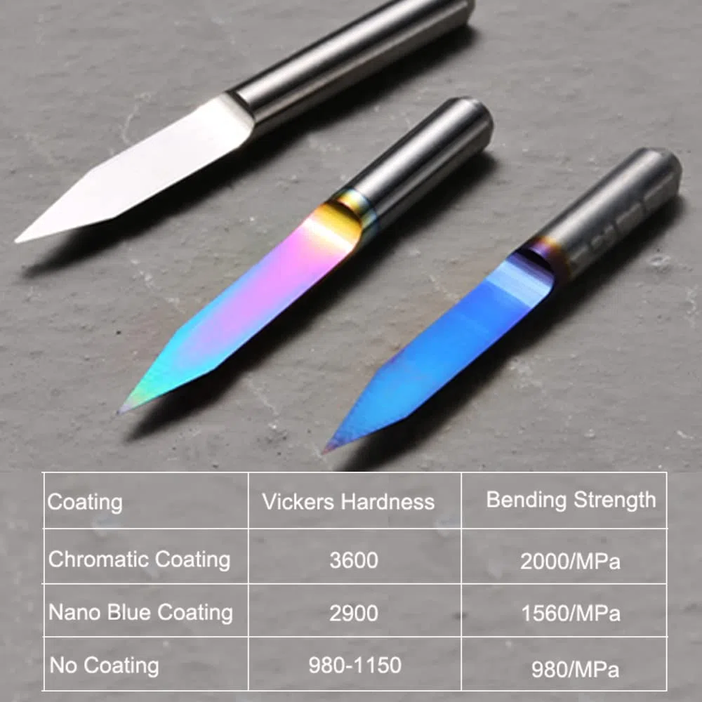 Genmitsu 3 frese coniche a forma di V, rivestimento cromatico, fusto da 3,175 mm, 2 inondazioni, carburo di tungsteno, punte CNC per lavorazione 3D, EM03A