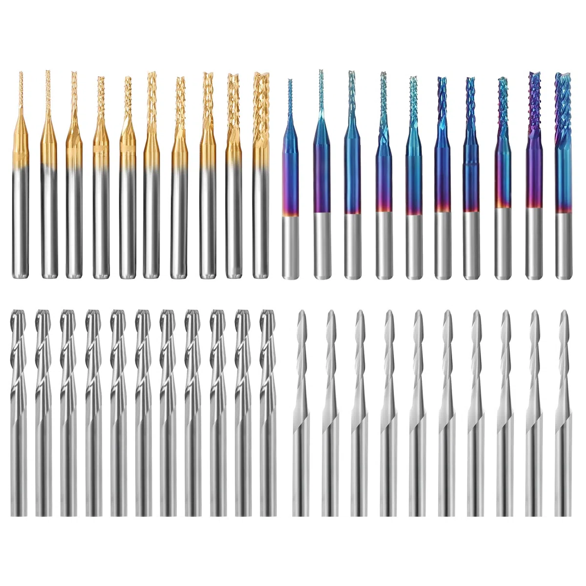 YOFULY Fresa CNC con gambo da 3,175 mm, 40 pezzi End Mills, codolo da 1/8" Fresa CNC da 1/8" con punta piatta e fresa a punta piatta, Nano Blue Coat