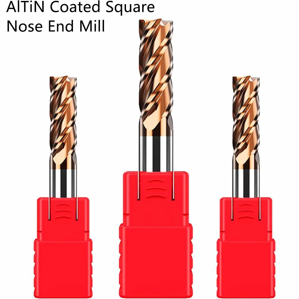 ASNOMY 5pcs 4-flute End Mill in Metallo Duro - 3mm Fresa a testa quadrata in carburo di micro grano per acciai legati/acciai temprati, fresa a 4 fultes – 55HRC AlTiN rivestito