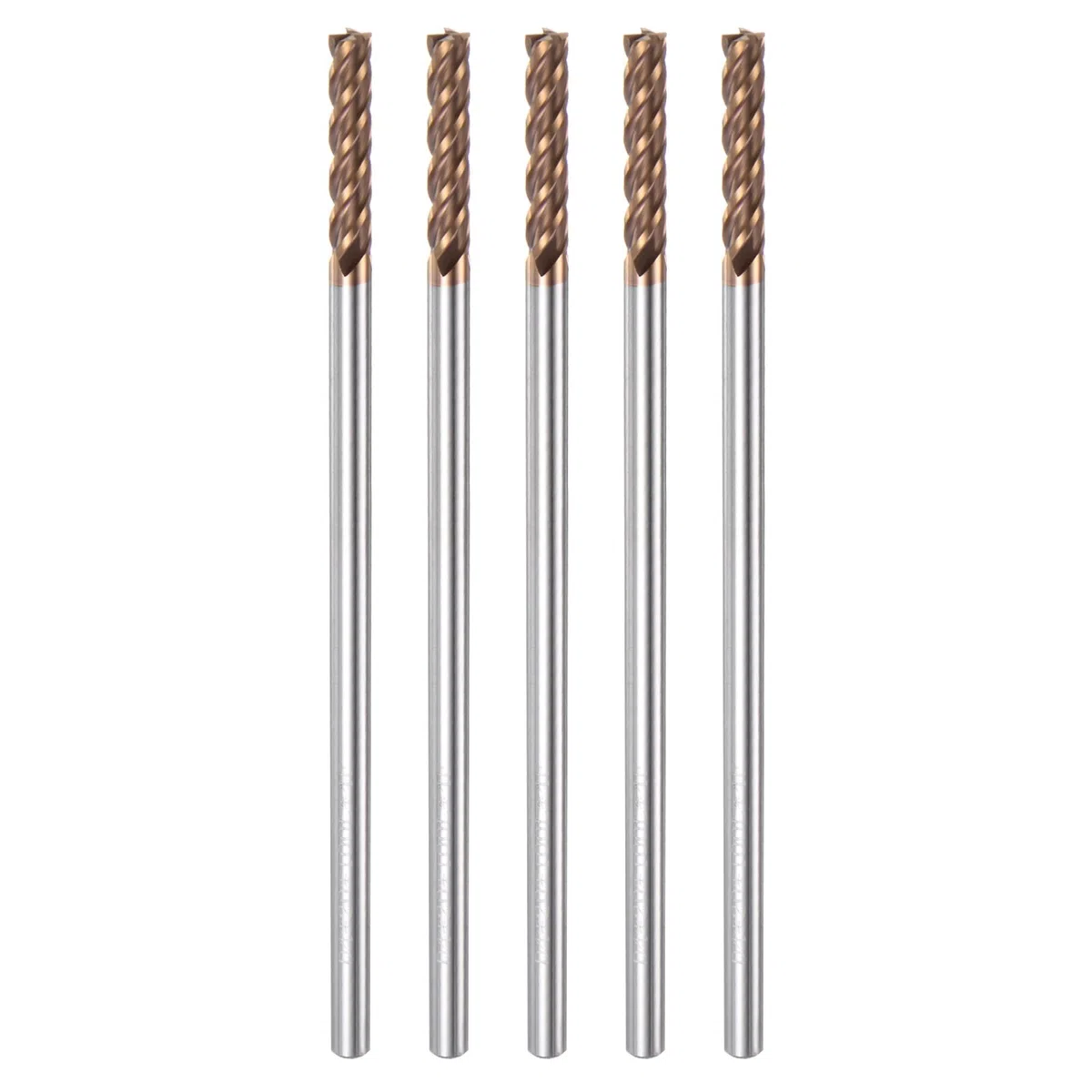 QUARKZMAN 5pz Frese Quadrate Carburo 4 Mm (5/32") Diametro 4 Mm (5/32") Gambo 100 Mm (4") Extra Lunghe Hrc55 Carburo Tungsteno Micrograna 4 Taglienti Fresa Alluminio Rame Metallo