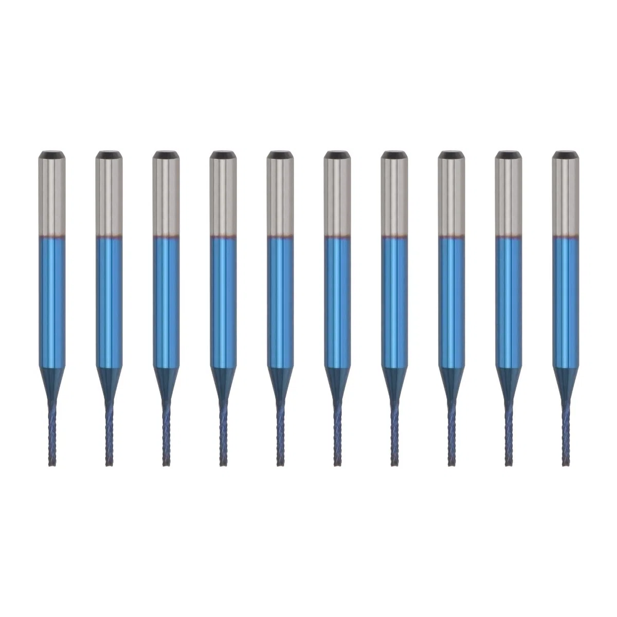 OTOTEC 10 Pz 1.0mm Blu Rivestito Mulino Per Mais Taglio Gambo Diametro 3.175 Lunghezza 38mm Carburo Di Tungsteno Fresa PCB Incisione CNC Router Bit Per Macchinari