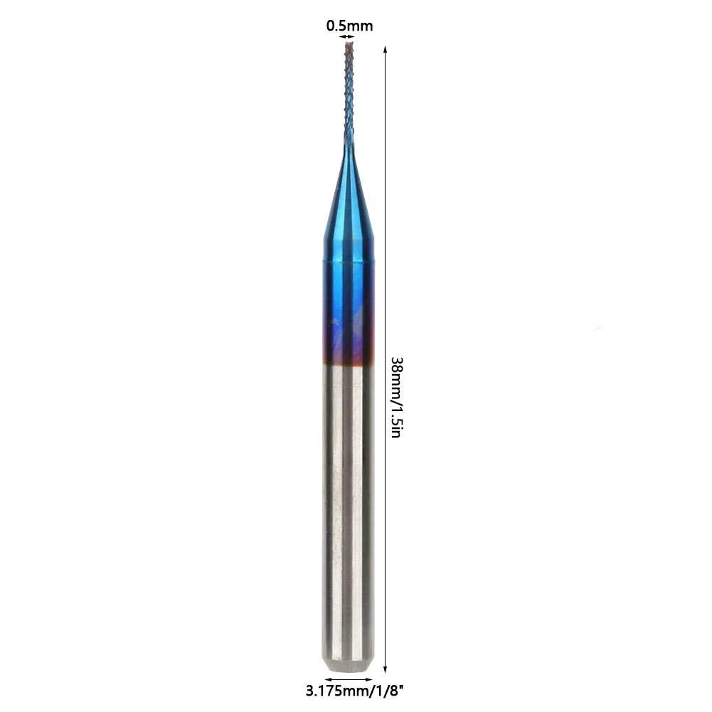 10pcs fresa a punta di tungsteno fresa a spirale rivestita blu punte del router fresatrice taglierina punta trapano cnc frese rotative strumento(0.5mm)