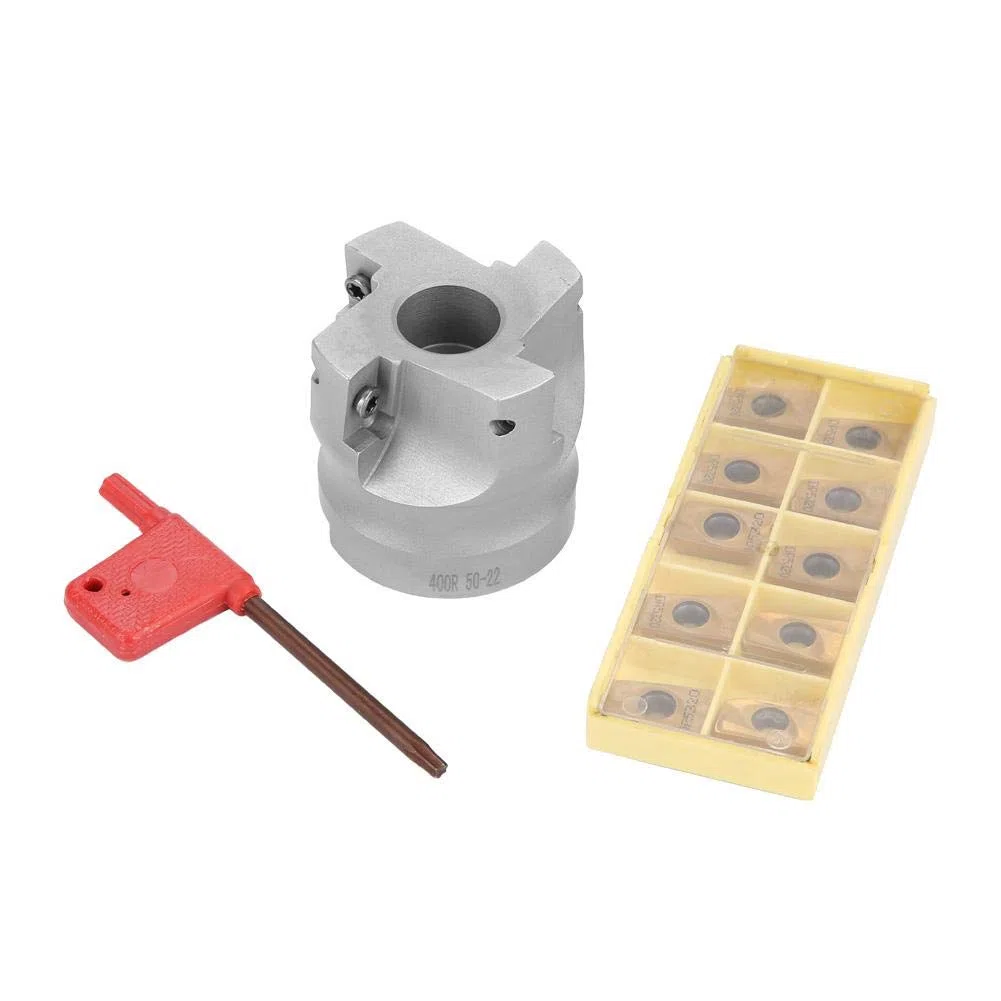 Fresa per piani, BAP400R-50-22-4F, fresa CNC + 10 piastre di taglio in metallo duro APMT1604 + chiavi T15 per macchine CNC, lavorazione dei metalli