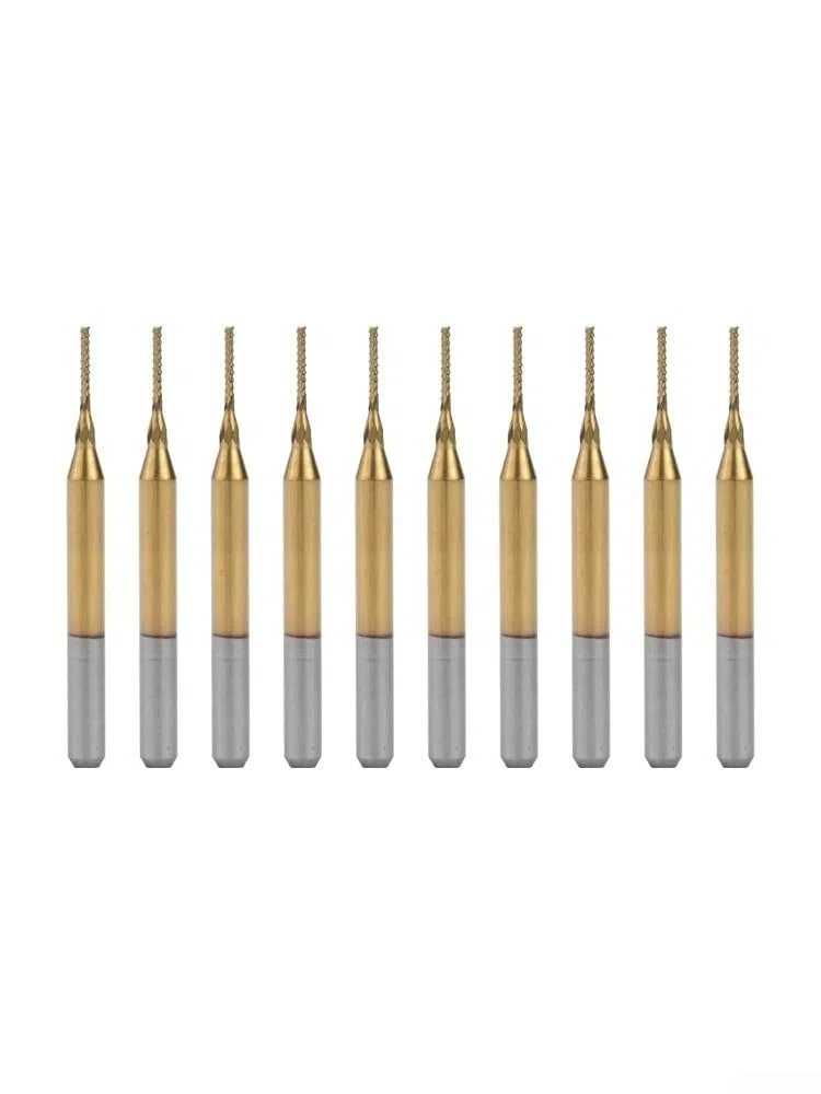 10 punte da incisione in carburo da 0,8 mm con gambo da 1/8", rivestite per fresa CNC per PCB, metallo, legno, plastica, di grado industriale