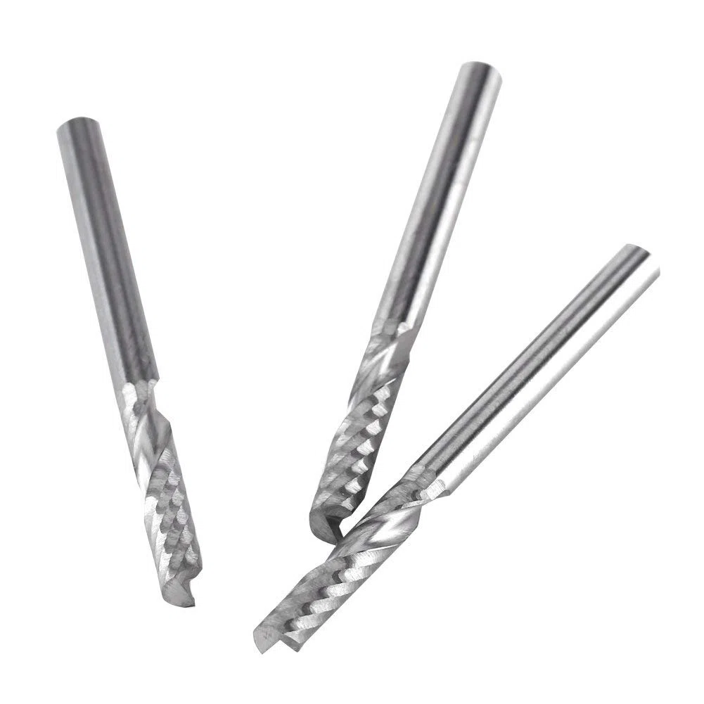 5 Pezzi Frese Set, 1/8" Gambo 3.175x22mm Fresa a Spirale, Carburo di Tungsteno Singolo Flauto Fresa Spirale CNC Frese, per Legno Alluminio Acciaio Titanio