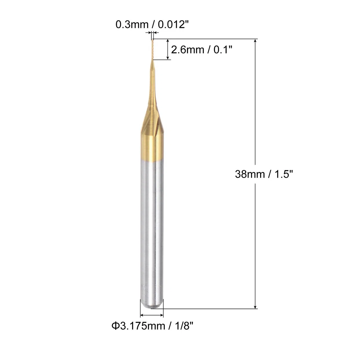 QUARKZMAN 10pz 0,3mm Fresa Carburo Titanio con Rivestimento Fresa Incisione Punte Router CNC per Macchina PCB, Attacco da 1/8"