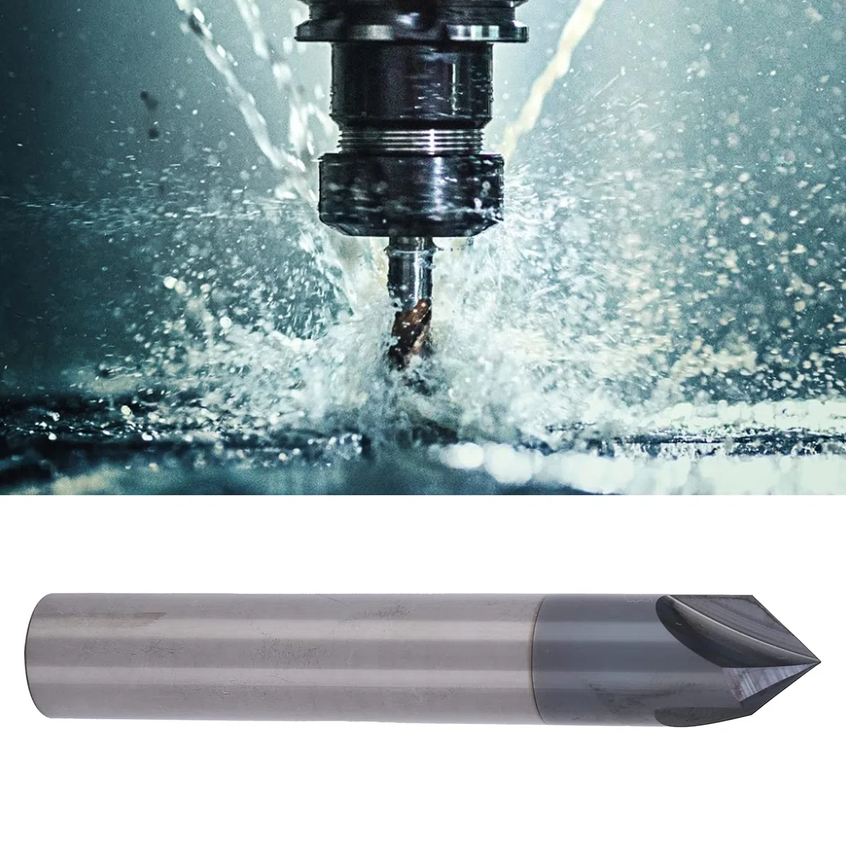 Fresa per Smusso 3 Scanalature 90 ° Fresa per Fresa in Acciaio Al Tungsteno Utensile per Intaglio per Lucidatura CNC per Rame in Alluminio, Frese per Smusso (D3*90°*50L)